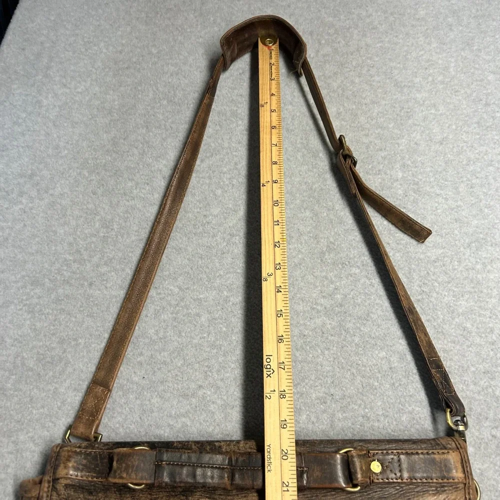 Hobo International Messenger Bag Brown Unisex L Leather Distressed Vintage 0207